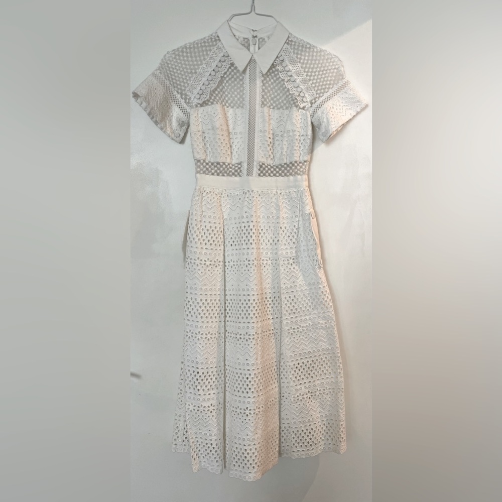 Self Portrait white eyelet lace dress (US2)